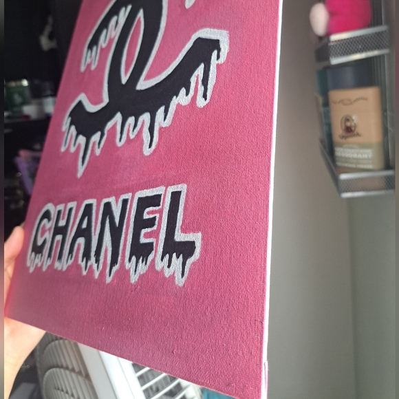 Wall Art Paint Canvas Handmade Wall Decor pink drip - Picture 5 of 5